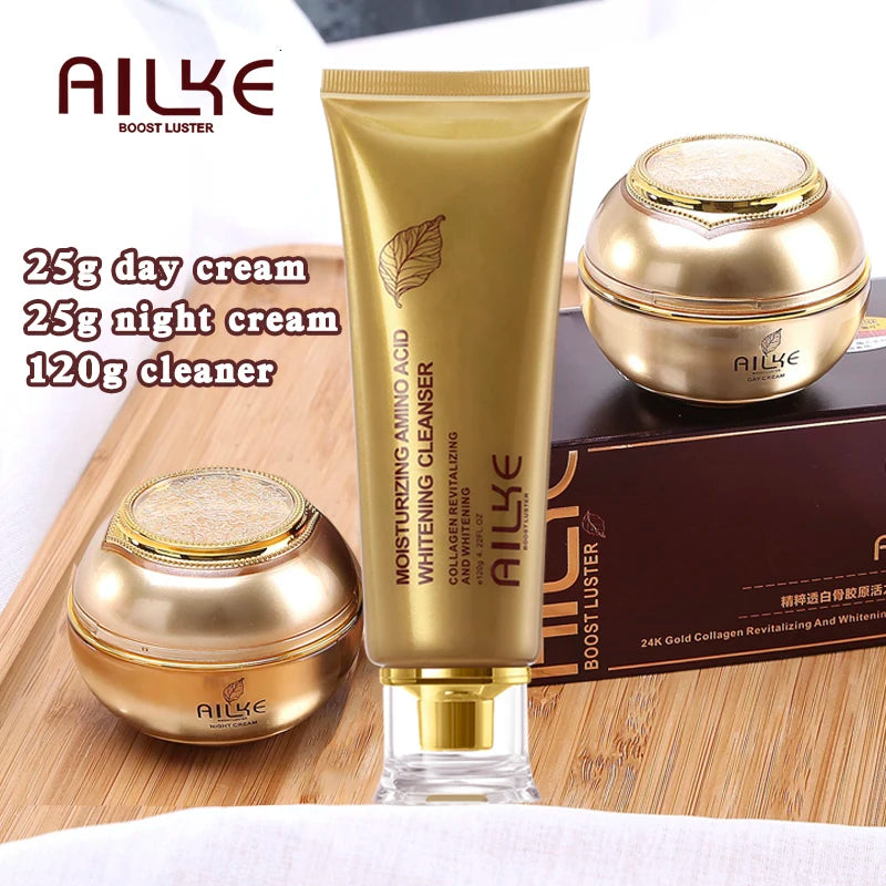 AILKE 24K Gold Whitening Skin Care Set – Complete Anti-Aging Routine
